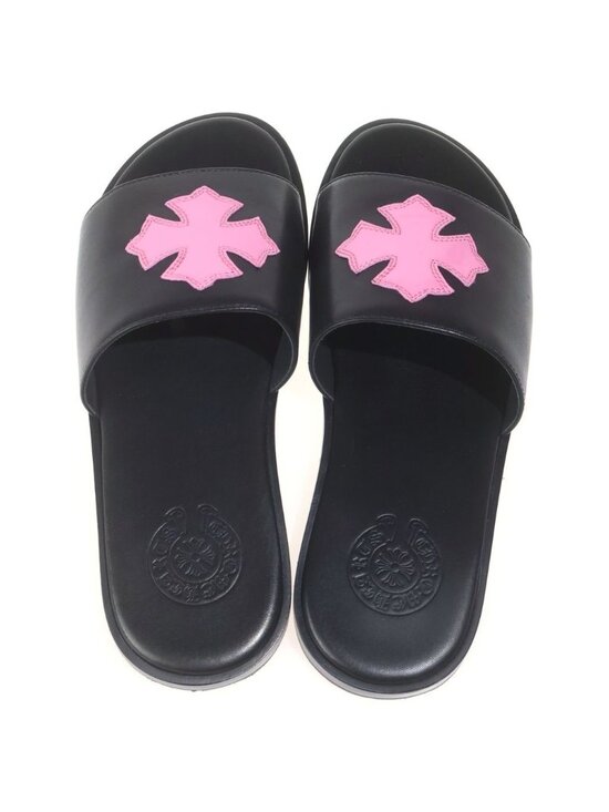 Chrome Hearts CH Slide Leather CH Plus Patch Sandals Black Pink main image 6